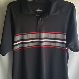 Under Armour Heat Gear Polo Short Sleeve Shirt, Black Striped Size Large. Golf.